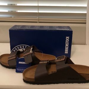 Dark brown leather, Arizona Birkenstocks. NWT.